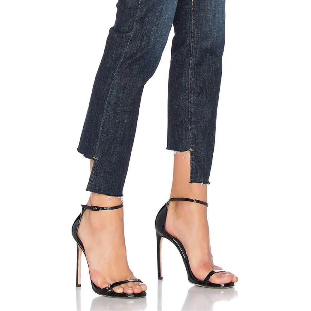 FRAME Denim Le High Straight Reverse Step Hem Jeans Raw Edge Ankle Crop